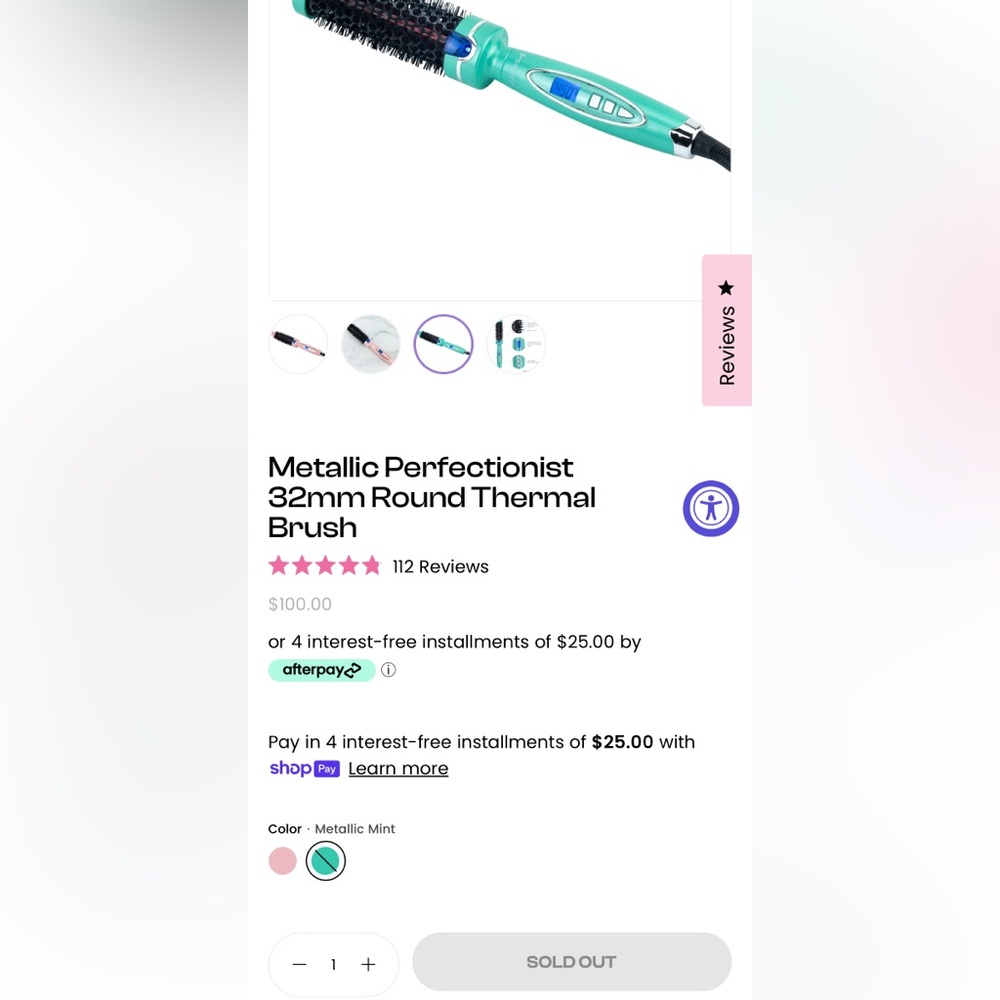 Head Kandy The Perfectionist Infrared Thermal Round Brush in Mint BNIB Not Used